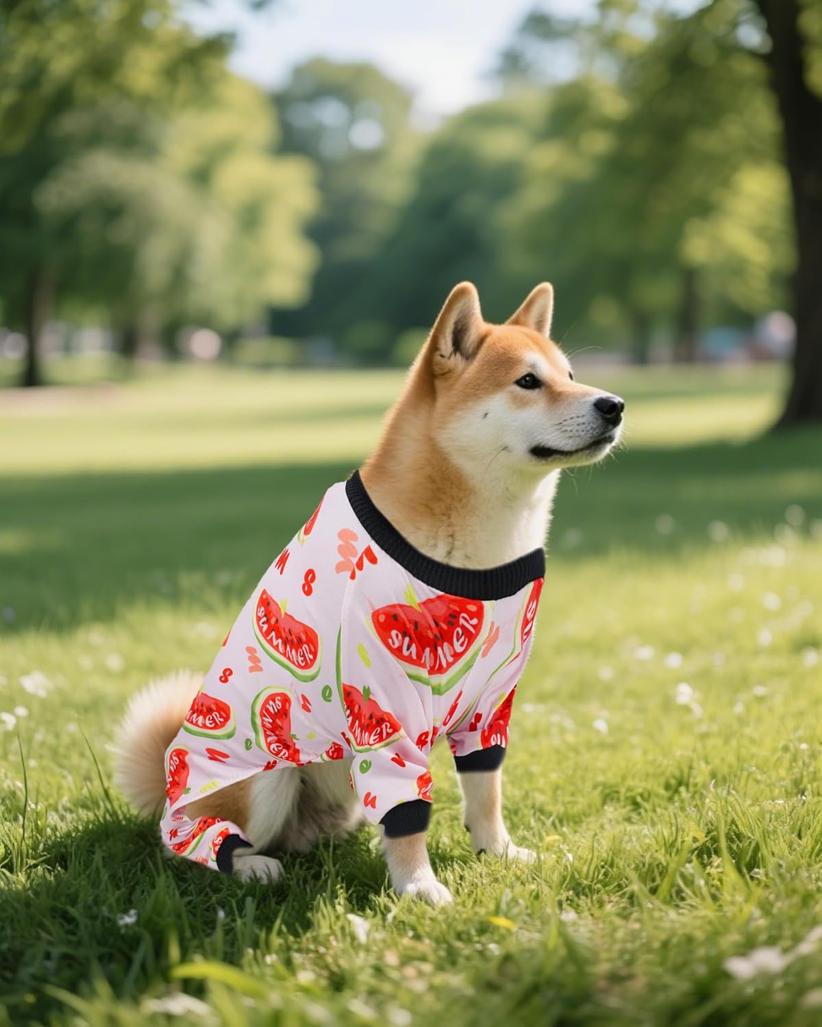 PET SHOW 4 Pack Dog Pajamas for Small Medium Dogs Girl Boy Watermelon Soft Stretchy PJs Whale Ice