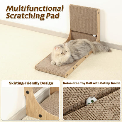 2-Pack Cat Scratching Board, 25.6'' Tall Cardboard L Shape Vertical Cat Scratchers for Indoor Cats