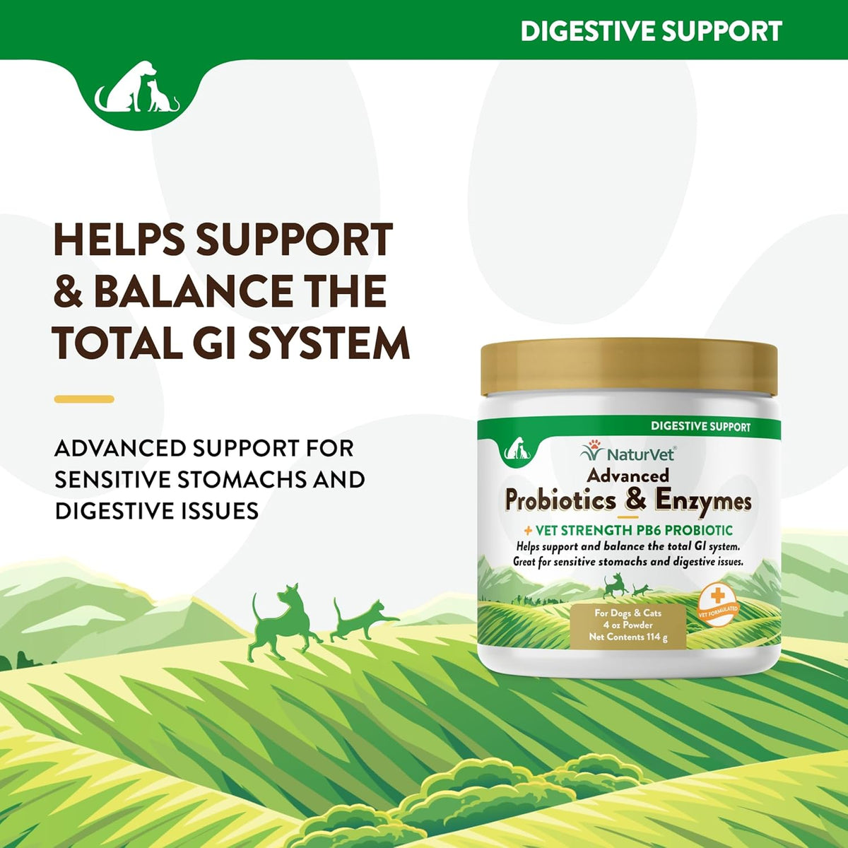 NaturVet – Advanced Probiotics & Enzymes - Plus Vet Strength PB6 Probiotic | Supports and Balances