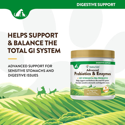 NaturVet – Advanced Probiotics & Enzymes - Plus Vet Strength PB6 Probiotic | Supports and Balances