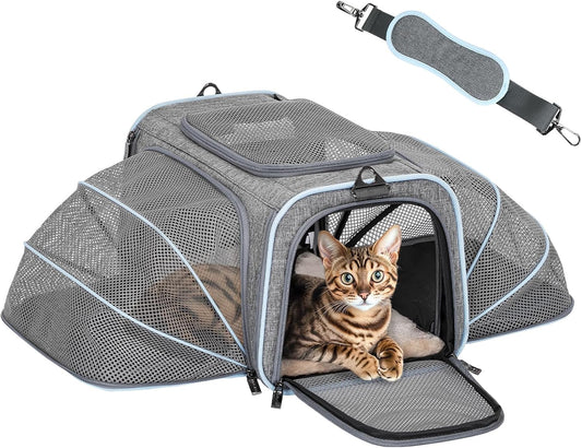 Petsfit Expandable Small Cat Carriers Dog Carrier, Airline Approved Soft-Sided Portable Washable