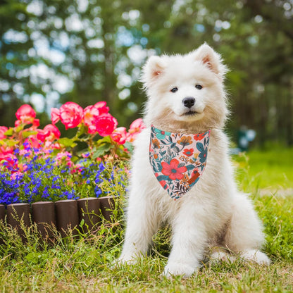PTDECOR Flower Dog Bandana,2 Pcs Floral Reversible Dog Scarf, Multi Size, Triangle Pet Bandanas for