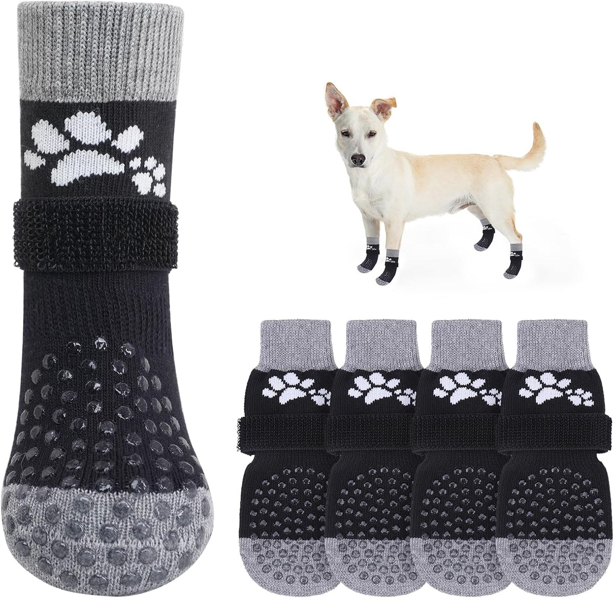 SCENEREAL Anti Slip Dog Sock to Prevent Licking Paws for Hardwood Floors, Boots & Paw Protector
