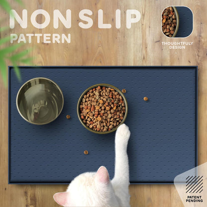 Dog Food Mat - 24x15 Raised Edges Dogs Mat for Food and Water Prevent Spill, Waterproof Cat Food