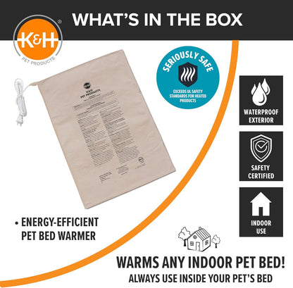 K&H Pet Products Pet Bed Warmer, Turn Any Pet Bed Into a Heated Cat or Dog Bed, Waterproof Indoor