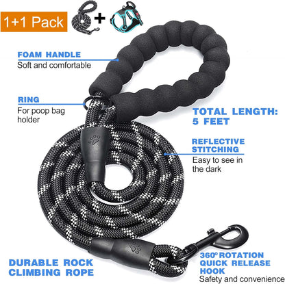 No Pull Dog Harness Adjustable Reflective Oxford Easy Control Medium Large Dog Harness with A Free