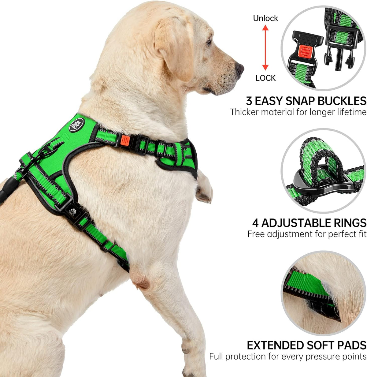 NESTROAD No Pull Dog Harness,Adjustable Oxford Dog Vest Harness with Leash,Reflective No-Choke Pet
