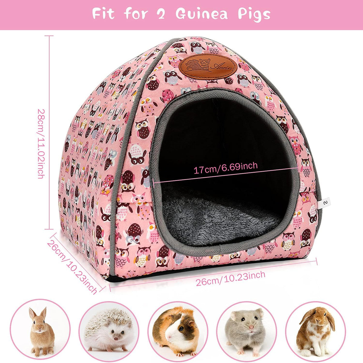 BWOGUE Guinea Pig House Bed Cozy Hamster Cave Large Hideout for Dwarf Rabbits Hedgehog Bearded