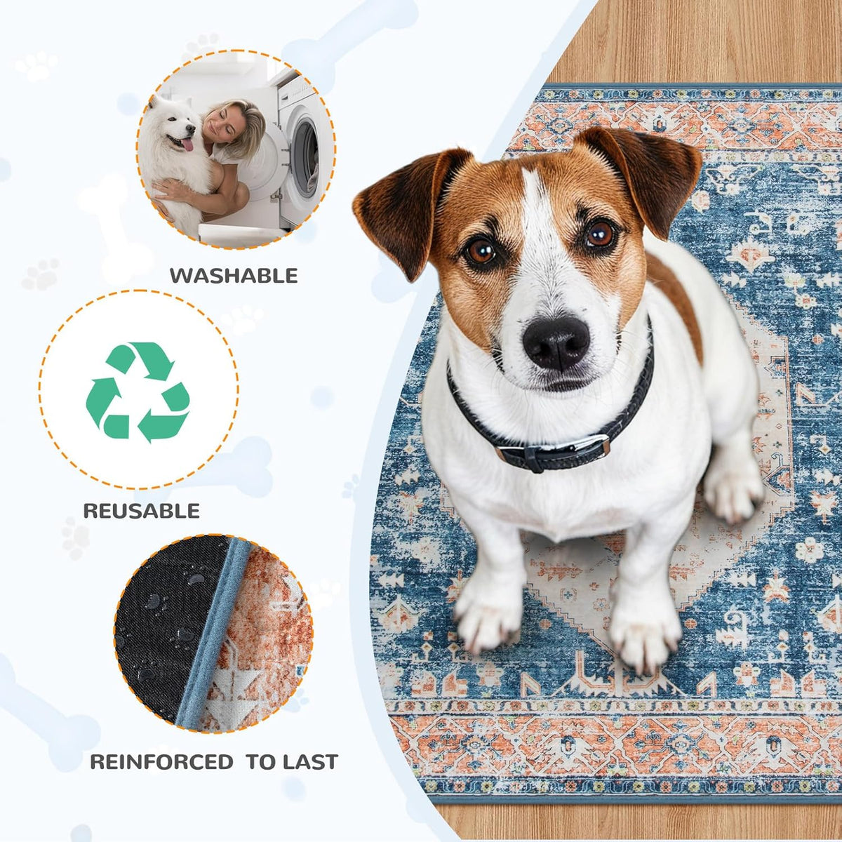 Lahome Super Absorbent & Leakproof Washable Dog Pee Pads - 2 Pack Value Set - Waterproof, Non-Slip