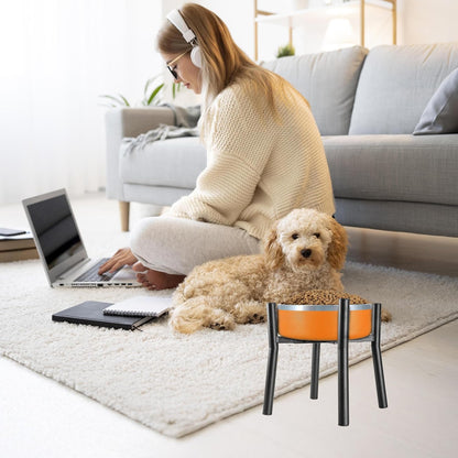 Lifted Dog Bowl Stand - Without Bowls, Single Raise Pet Food Table Adjustable Wide 7-11", Tall 10"