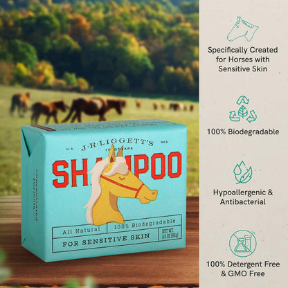 JR Liggett’s Natural Horse Shampoo Bar - Non-GMO, 100% Detergent-Free Formula Gently Deep Cleans