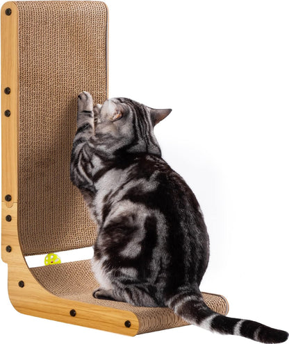 Poils bebe L Shape Cat Scratcher, 26.8 Inch Cat Scratchers for Indoor Cats, Protecting Furniture