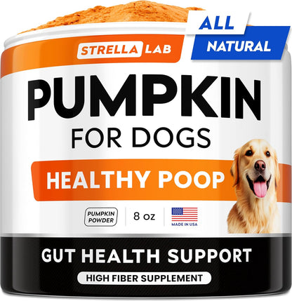 STRELLALAB Pumpkin Powder for Dogs - 8oz Powdered High Fiber Supplement and Stool Softener - Upset