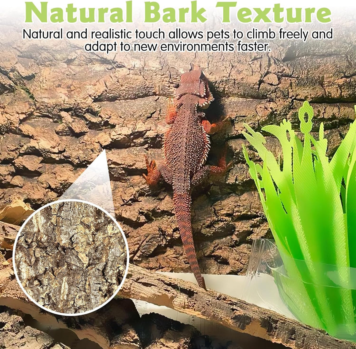 kathson 2Pcs 11.8” L x 11.8” W Cork Tile Background Bark Terrarium Backdrop Wall Decor Cork Bark