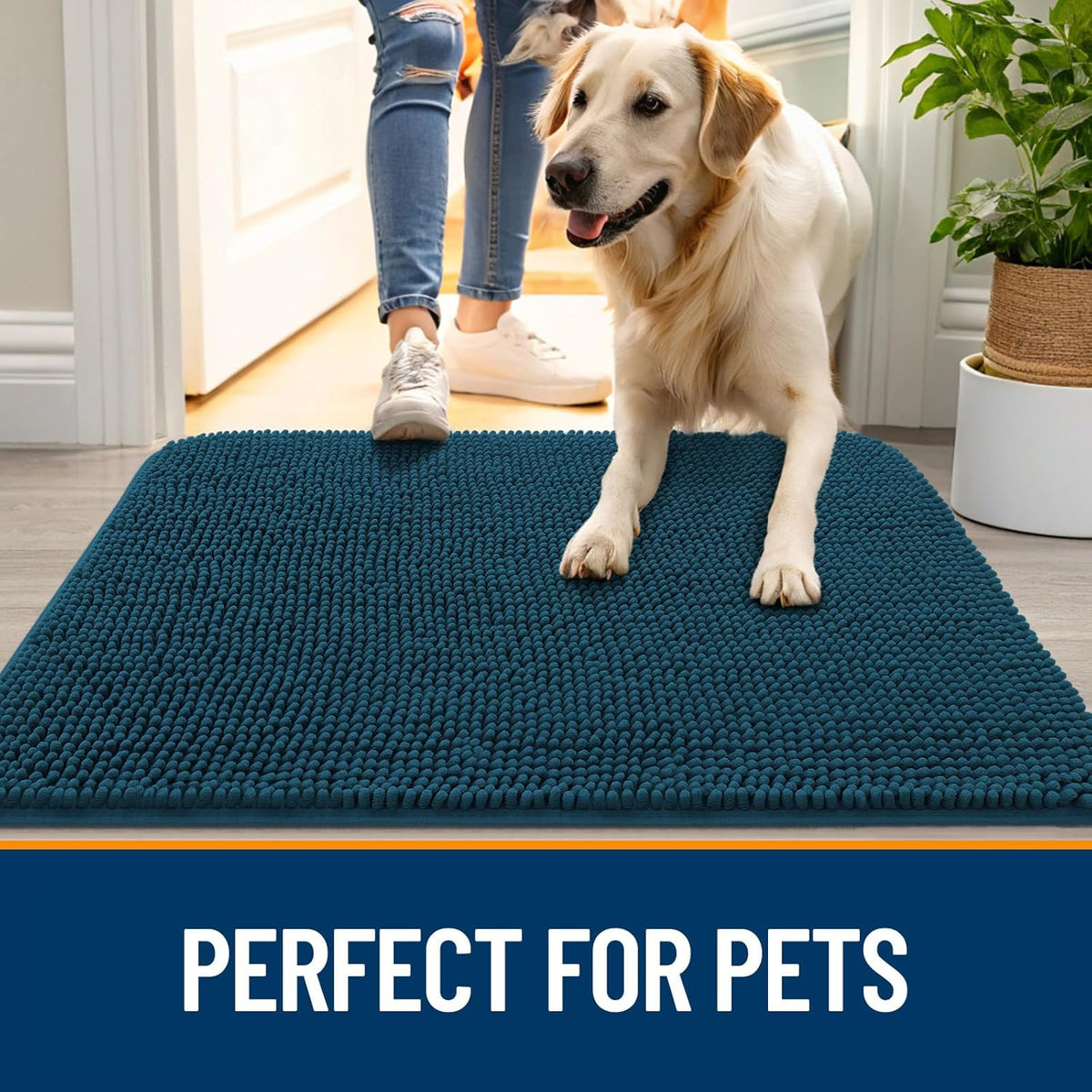 OLANLY Dog Door Mat for Muddy Paws 59x24, Absorbs Moisture and Dirt, Absorbent Non-Slip Washable