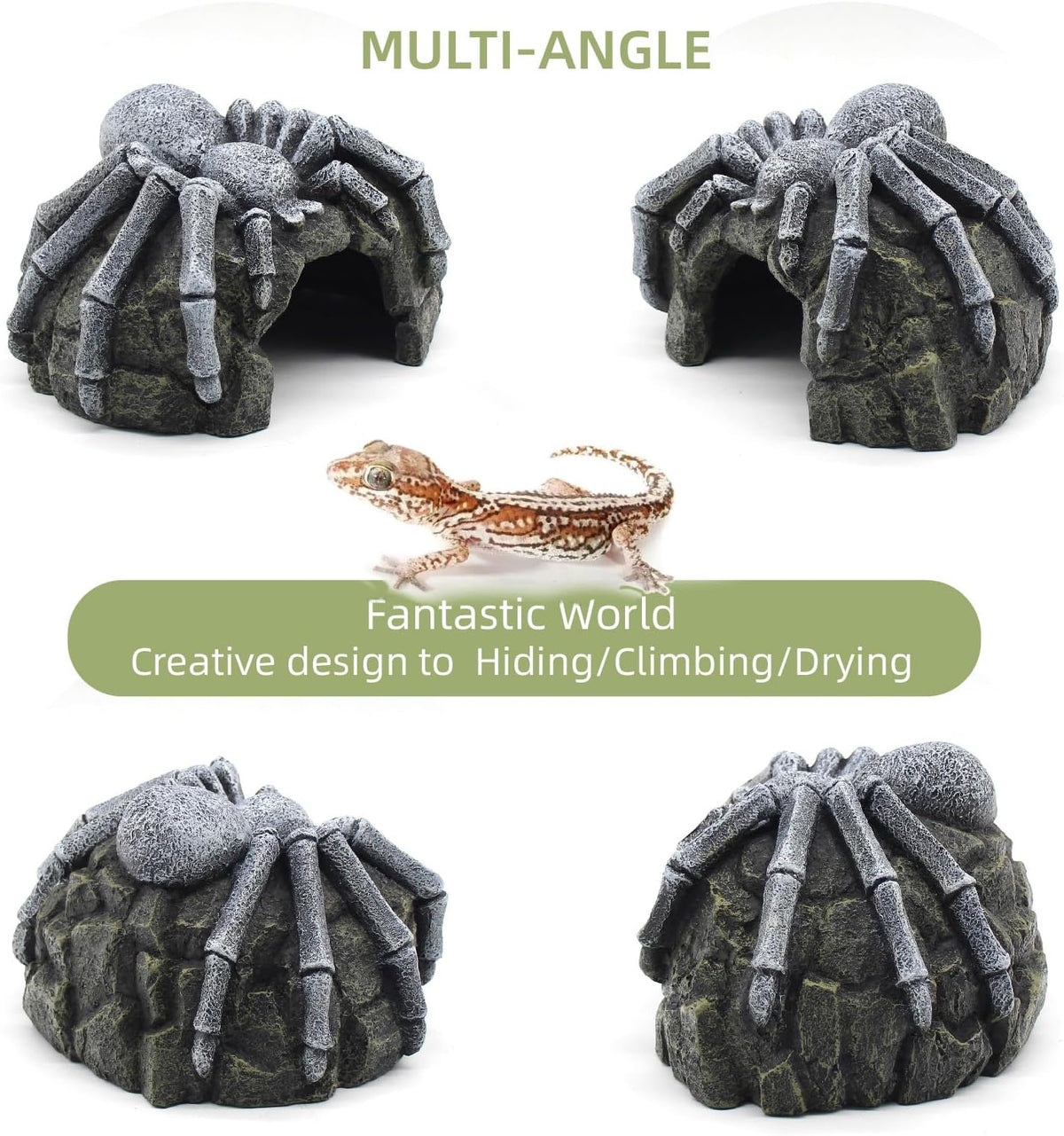 Reptile Rock Cave Hideouts Terrarium Habitat Decor Gecko Tank Accessories for Fish, Reptiles