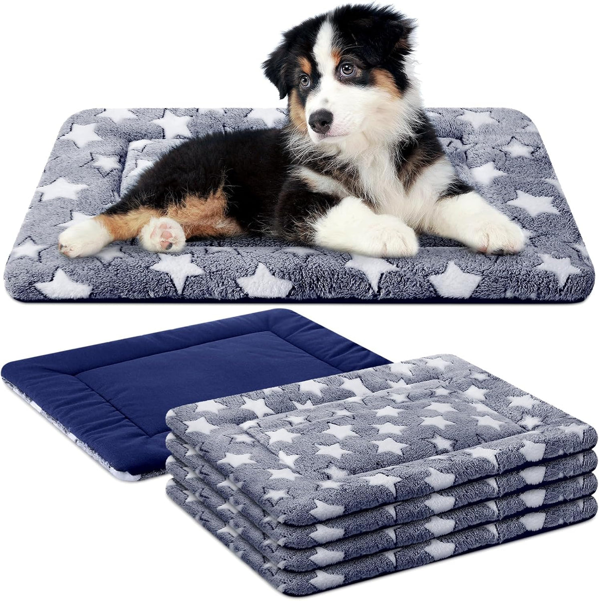 4 Pcs Washable Dog Crate Mat Kennel Pad Replaceable Reversible Pet Bed Pad for Crate Pet, Sleeping