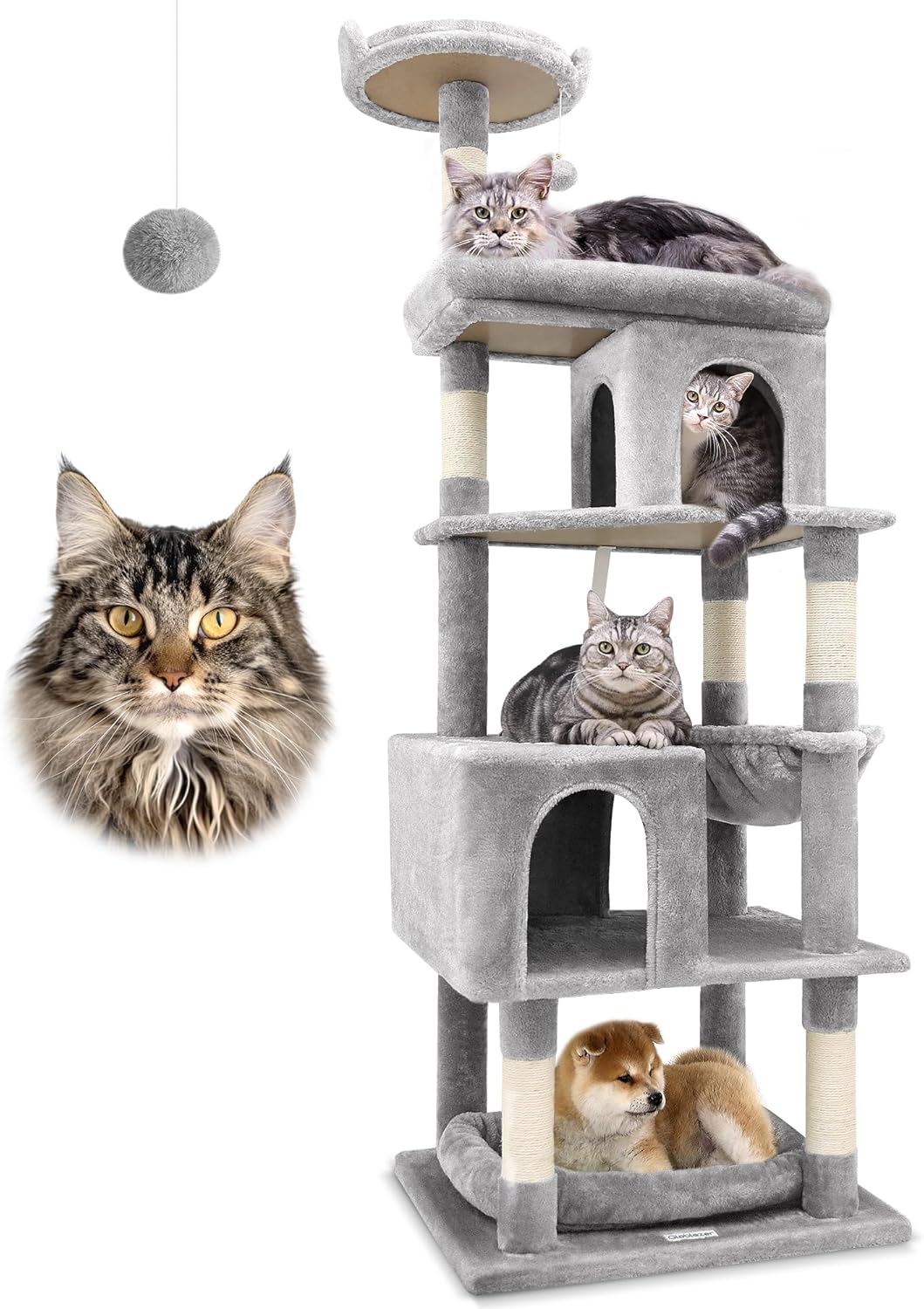 Globlazer Heavy Duty Cat Trees for Large Cats, Sturdy 72in Maine Coon Cat Tree for Large Cats 20