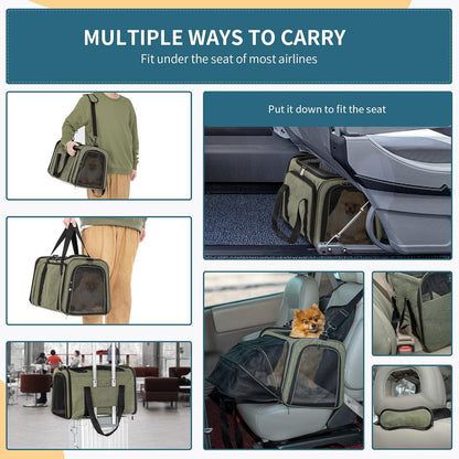 Petsfit Expandable Cat Carrier Dog Carrier, Soft-Sided Collapsible Portable Pet Carrier, 19x12x12