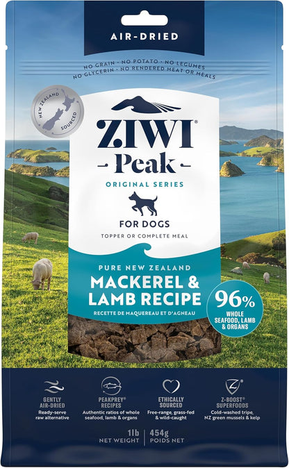 ZIWI Peak Air-Dried Dog Food – Mackerel & Lamb - All Natural, High Protein, Grain Free, Limited