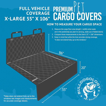 Bulldogology SUV Cargo Liner for Dogs 55"x106" Heavy Duty Pet Trunk Cargo Cover - Dog Car Seat