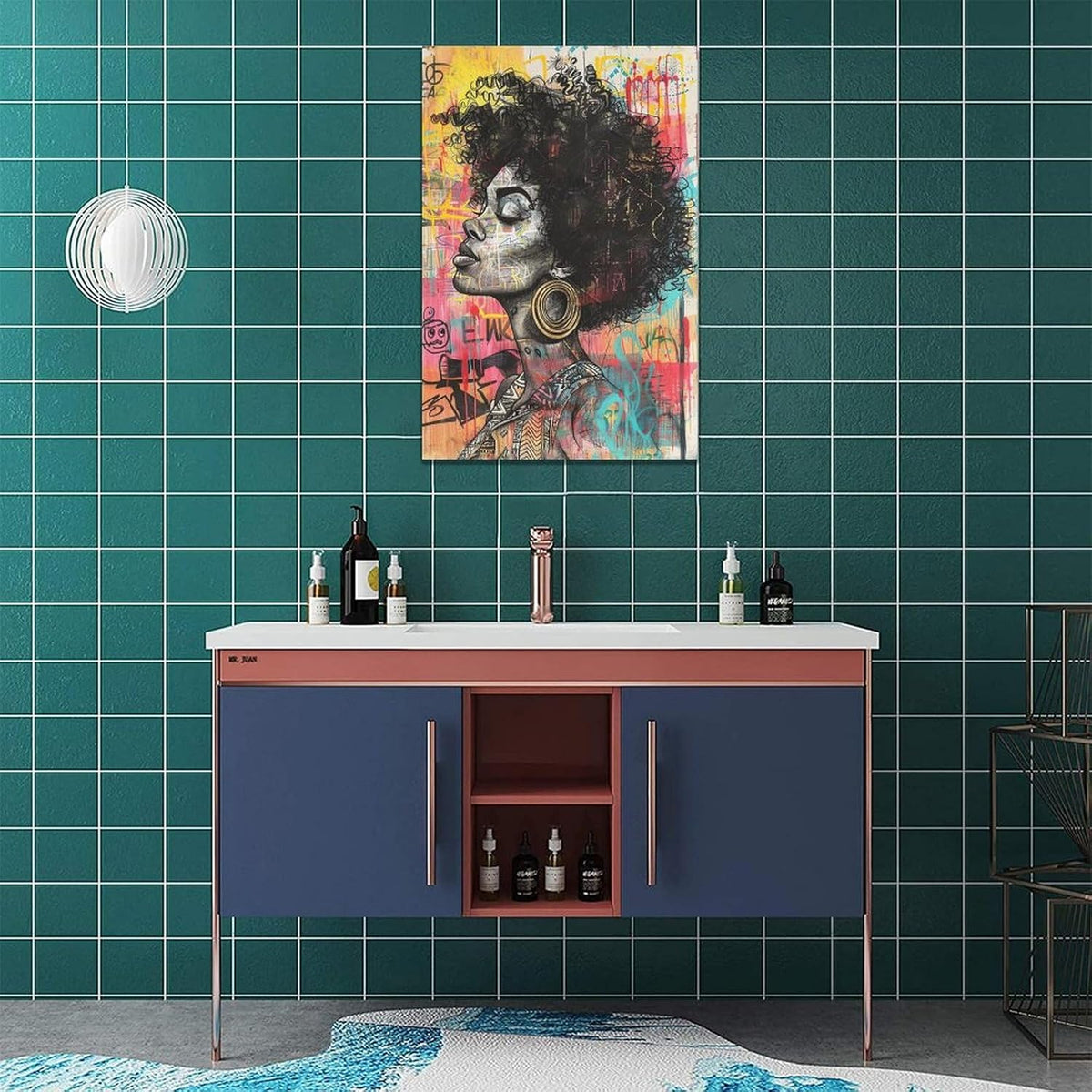 Quorin African American Wall Art Banksy Graffiti Black Woman Pictures Black Girl Wall Decor Canvas