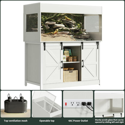 120 Gallon Reptile Terrarium with Stand, 4x2x2 Bearded Dragon Enclosure for Snakes Lizards, Large