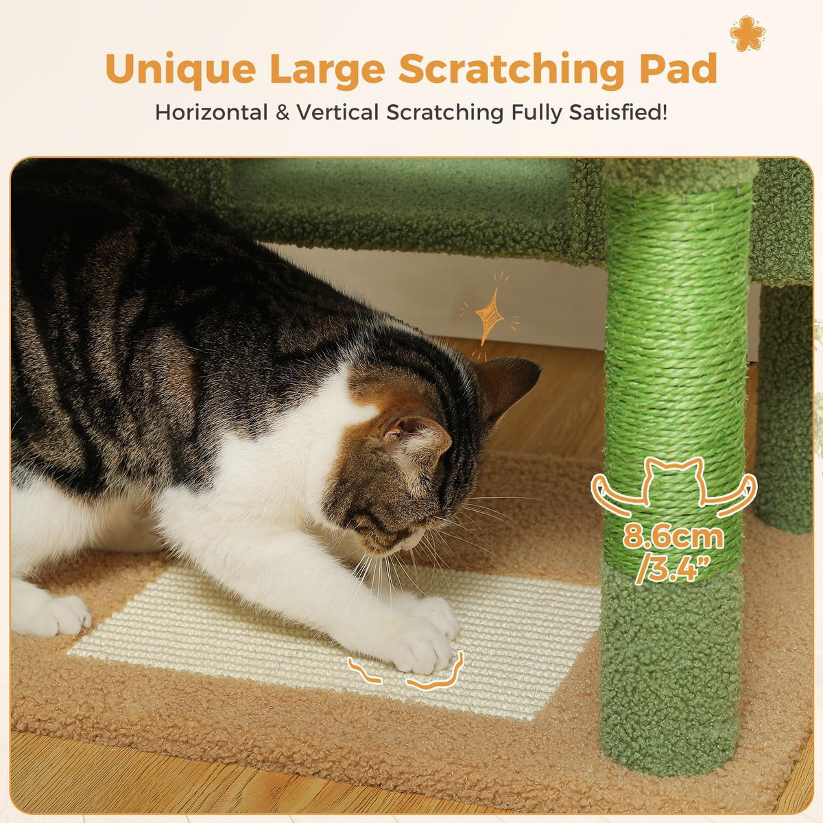 PAWZ Road Large 72 Inches Cat Tree and Tower for Indoor Cats - with Sisal-Covered Scratching Posts