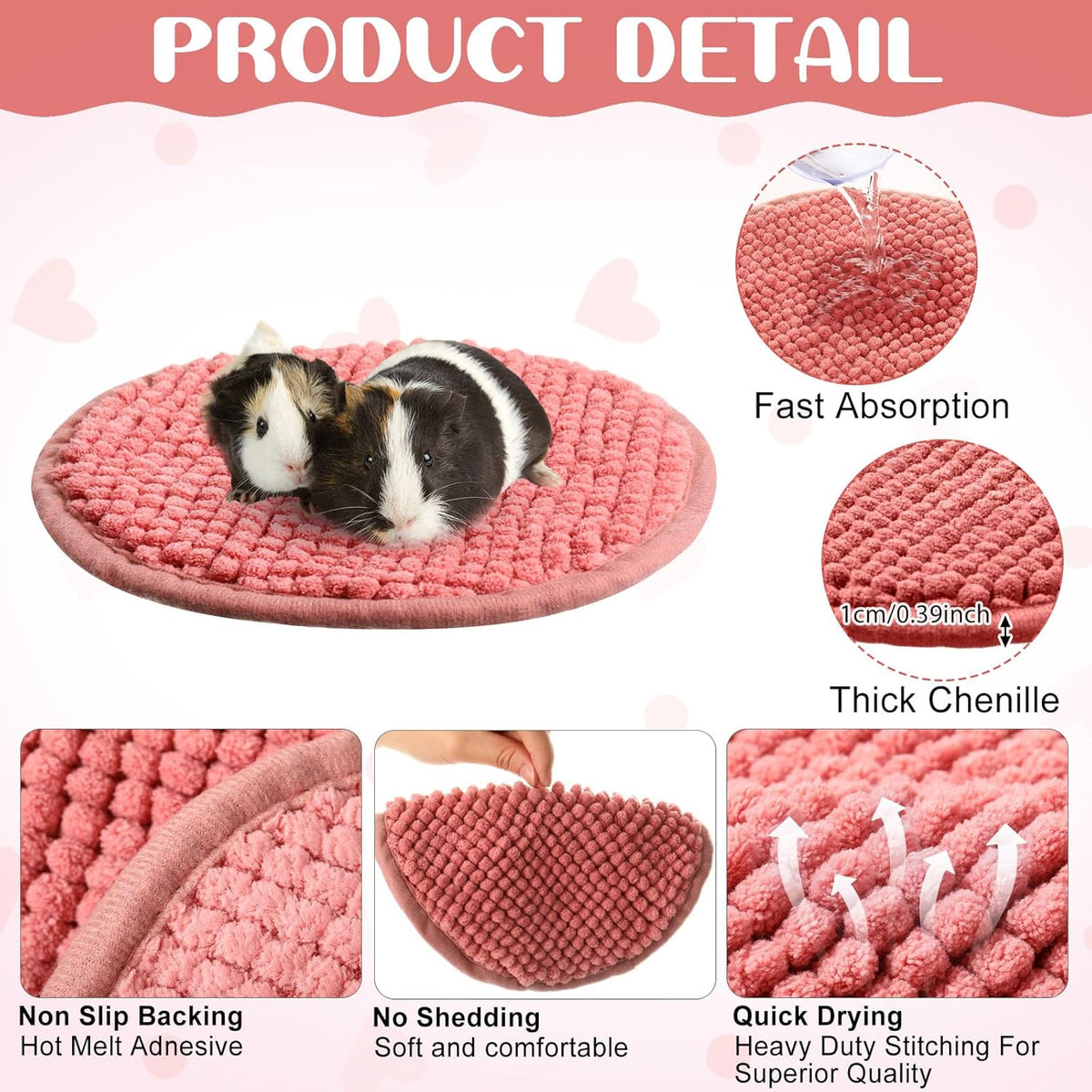 Amylove 4 Pcs Guinea Pig Cage Liner Guinea Pig Bedding Washable Fleece Pee Pads Reusable Small