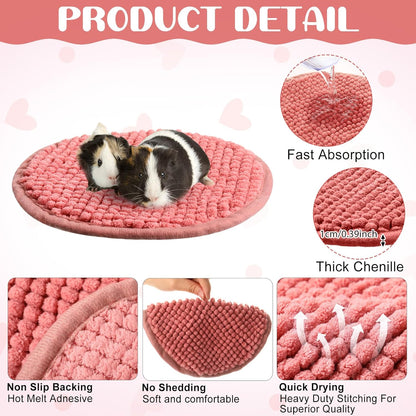 Amylove 4 Pcs Guinea Pig Cage Liner Guinea Pig Bedding Washable Fleece Pee Pads Reusable Small