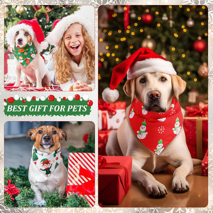 Abbylike 50 Pcs Christmas Dog Bandanas Bulk Xmas Bandanas for Dogs Triangle Kerchief Bibs Scarf Set