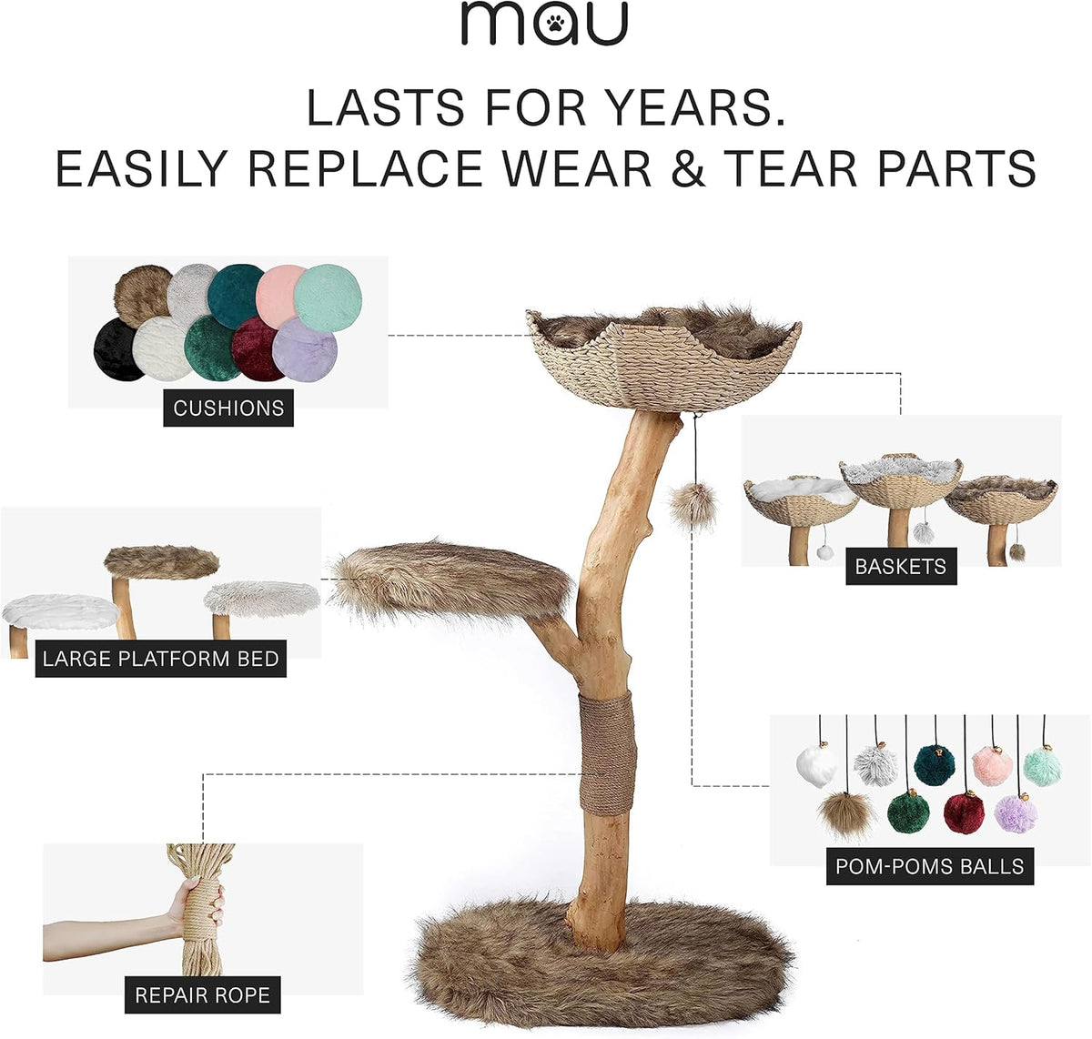Wooden Cat Tree Tower, Modern Single Branch Cat Condo, Wood Cat Tree, Cat Climbing, Furniture for