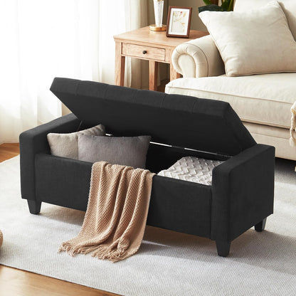Ottoman with Storage, 48.8" Fabric Storage Ottoman Bench with Hinge, Bedroom Bench, Upholstered