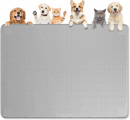Dog Food Mat, Extra Large 50" x 35" Silicone Pet Feeding Mat with Raised Edge Pet Placemat for
