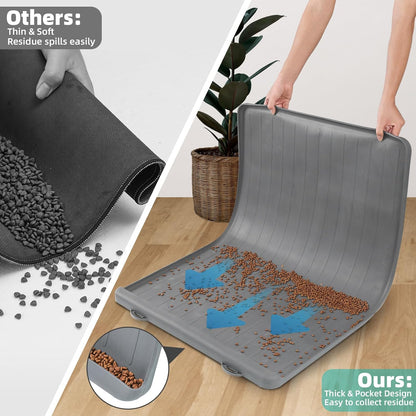 Dog Mat for Food and Water - 39.4" x 27" Large Pet Feeding Mats with Residue Collection Pocket