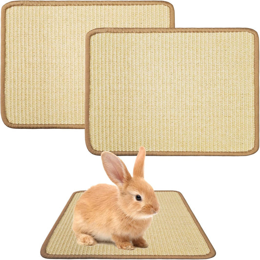 2Pcs Rabbit Scratch Mat,16 x 12 Inch Sisal Rabbit Scratching Pad,Rabbits Scratching Mats for