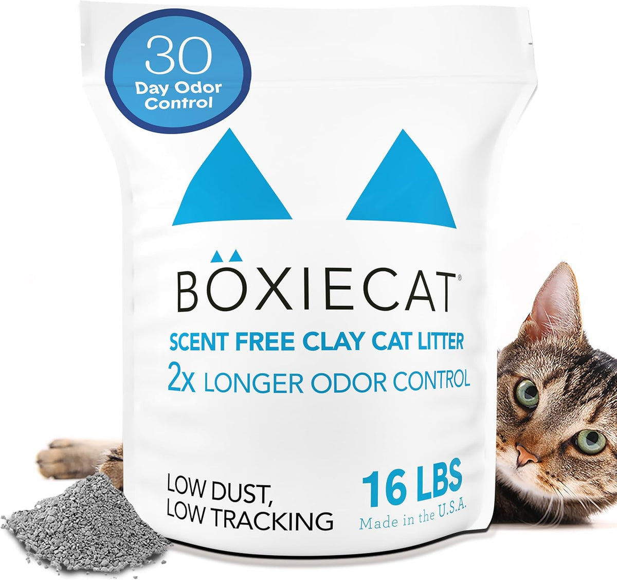 Boxie® Unscented 30 Day Odour Control Clumping Clay Cat & Kitty Litter 16 lb, 99.9% Dust-Free, Hard