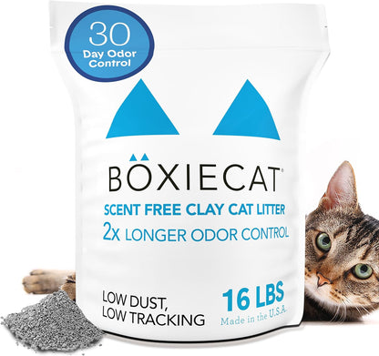 Boxie® Unscented 30 Day Odour Control Clumping Clay Cat & Kitty Litter 16 lb, 99.9% Dust-Free, Hard