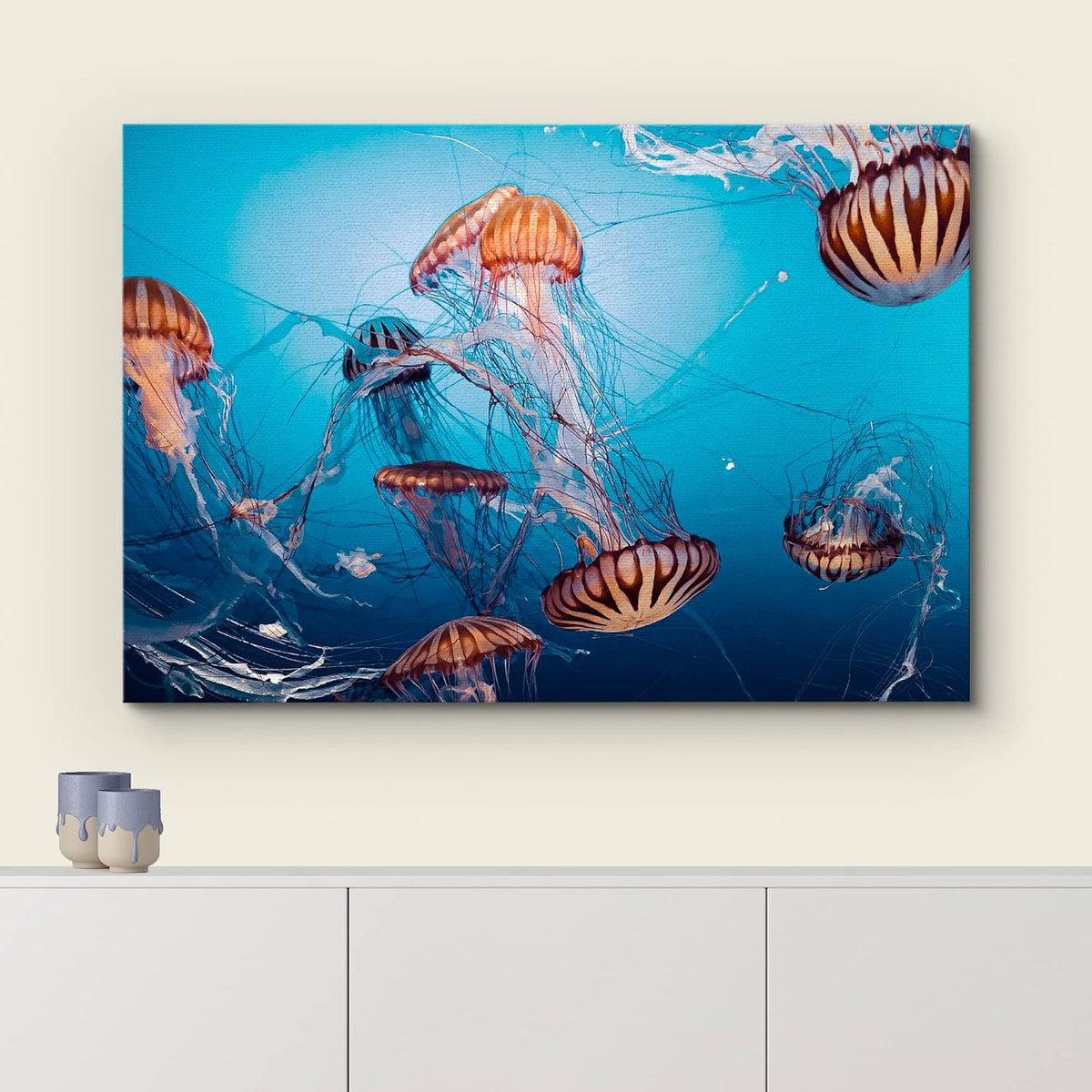 wall26 Canvas Print Wall Art Tiger Stripe Jellyfish Underwater Ocean Sea Nature Animals Photography