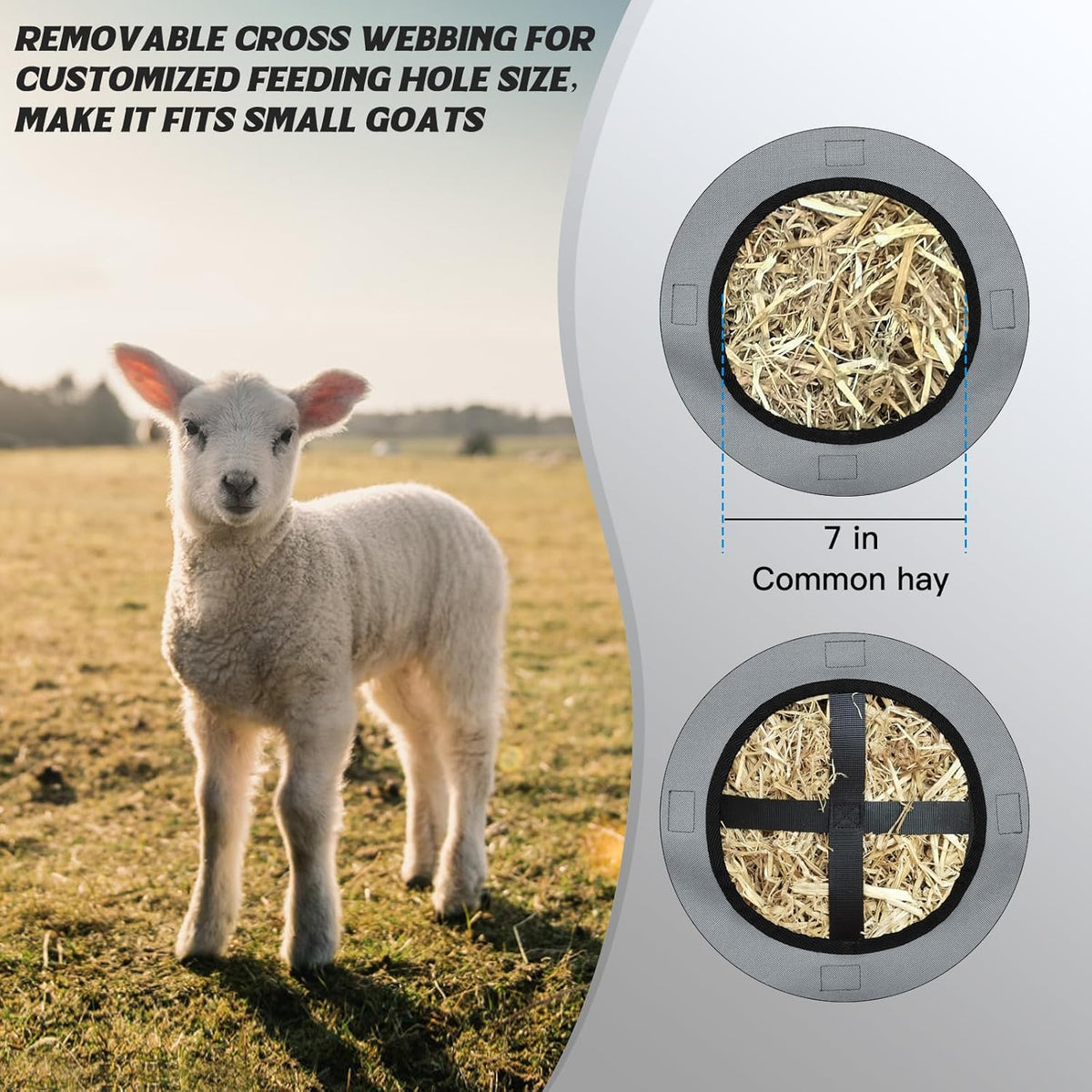 3 PCS Goat Hay Feeder,Hay Bags for Horses,Goats,Donkeys with Reinforced Oxford Fabric and High