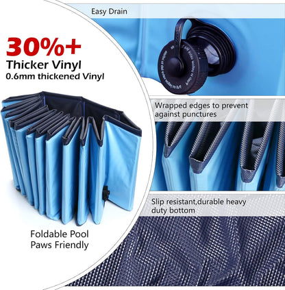 Jasonwell Foldable Dog Pet Bath Pool Collapsible Dog Pet Pool Bathing Tub Kiddie Pool Doggie Wading