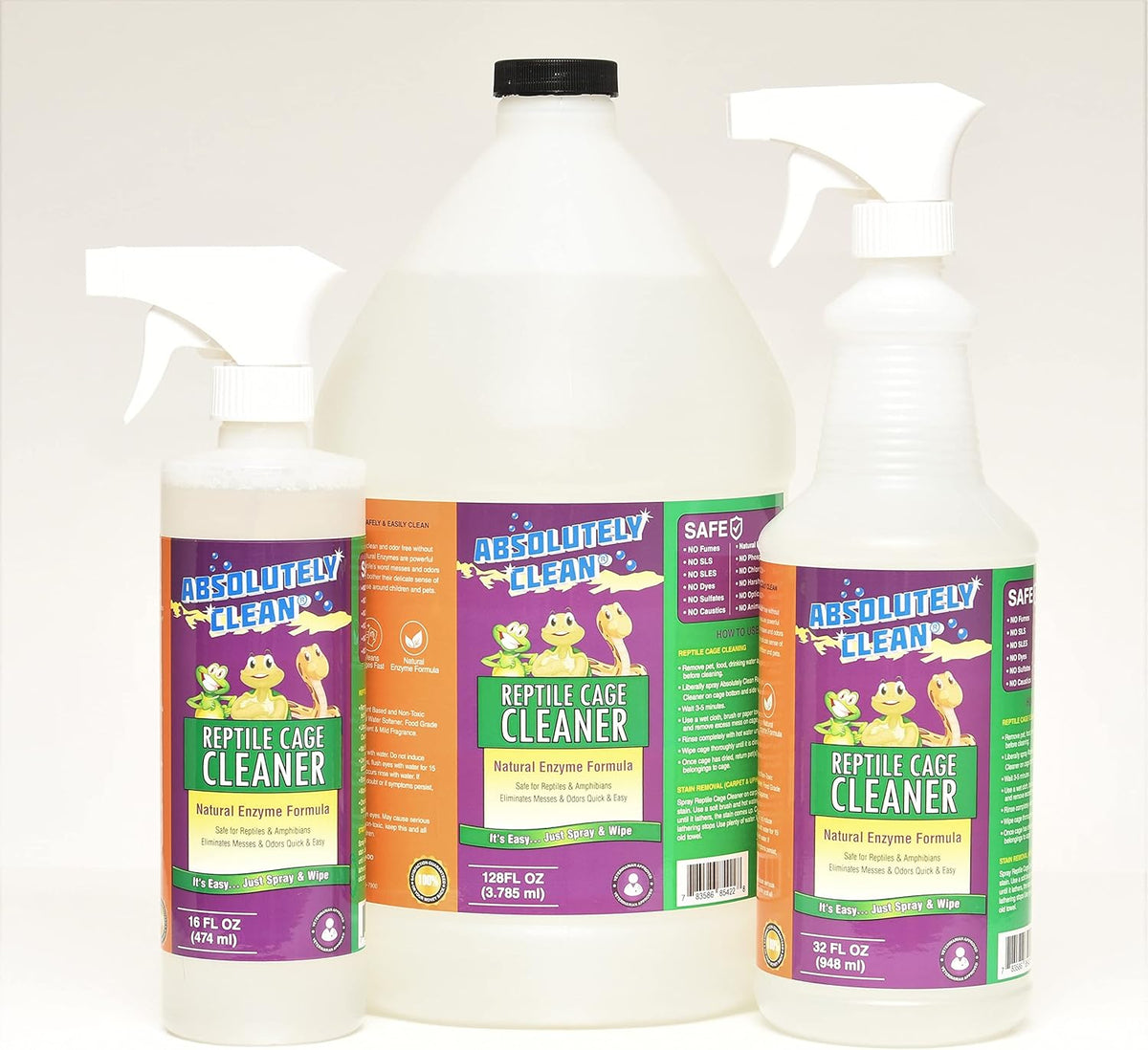Absolutely Clean Amazing Reptile & Amphibian Terrarium Cleaner and Deodorizer - Just Spray/Wipe
