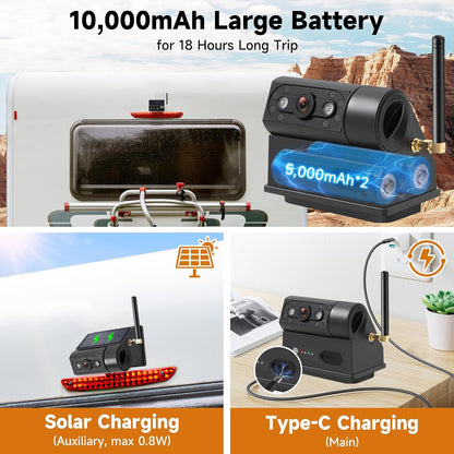 Magnetic Solar Wireless Backup Camera with 5??HD Monitor No Wiring Rechargeable Battery IP68 IR