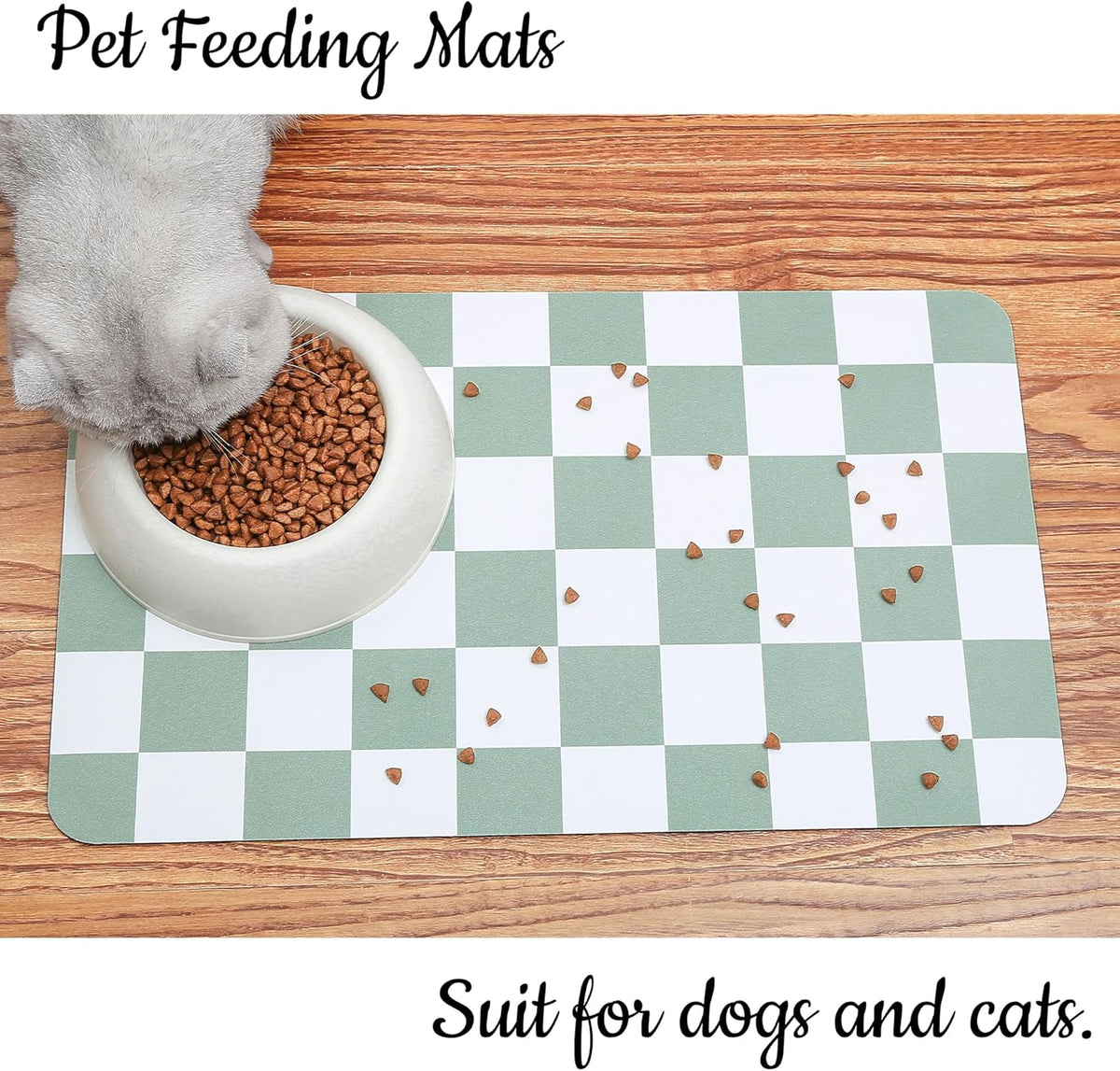 Ralxion Checkered Dog Feeding Mat, Absorbent Mats for Dog Food and Water Bowl, Dispenser, Retro