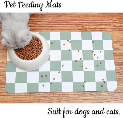 Ralxion Checkered Dog Feeding Mat, Absorbent Mats for Dog Food and Water Bowl, Dispenser, Retro