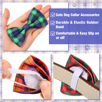 Reginary 50 Pieces Dog Bow Ties Pet Collar Bow Puppy Collar Attachment with Rubber Bands for Small
