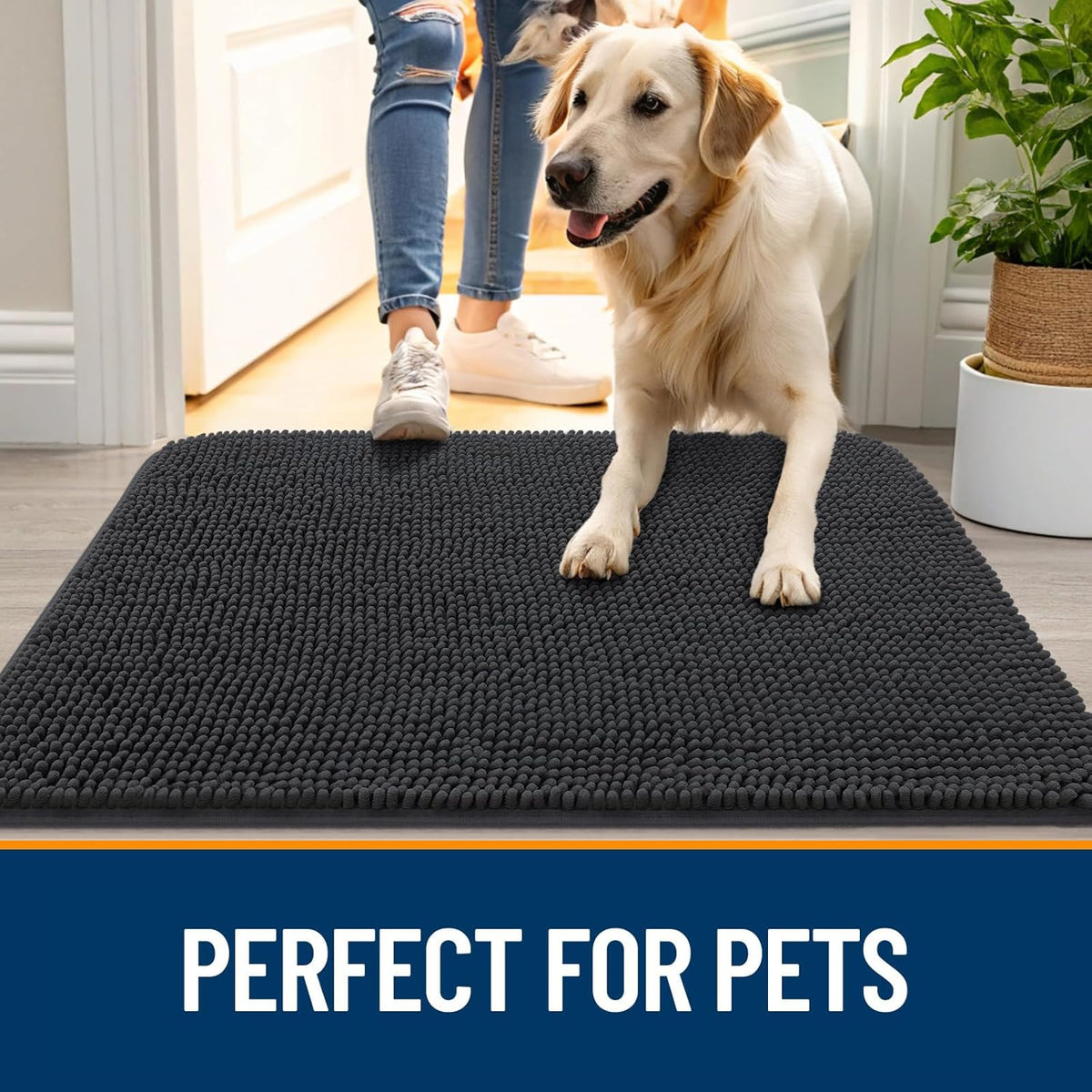 OLANLY Dog Door Mat for Muddy Paws 24x16, Absorbs Moisture and Dirt, Absorbent Non-Slip Washable