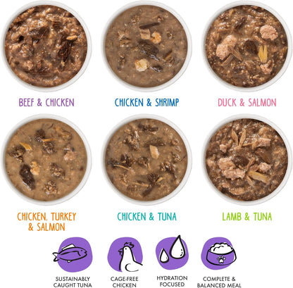 Weruva B.F.F. OMG - Best Feline Friend Oh My Gravy!, Variety Pack, Potluck O' Pouches, Wet Cat