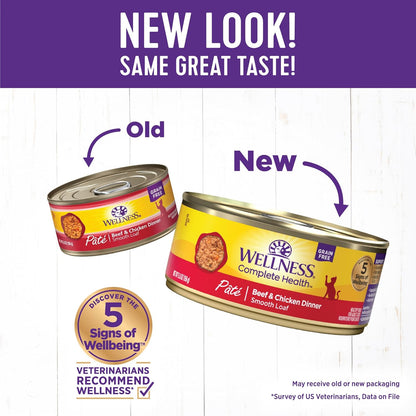 Wellness Complete Health Pate Adult Wet Cat Food, Natural, Protein-Rich, Grain Free, 5.5 Ounce, 24