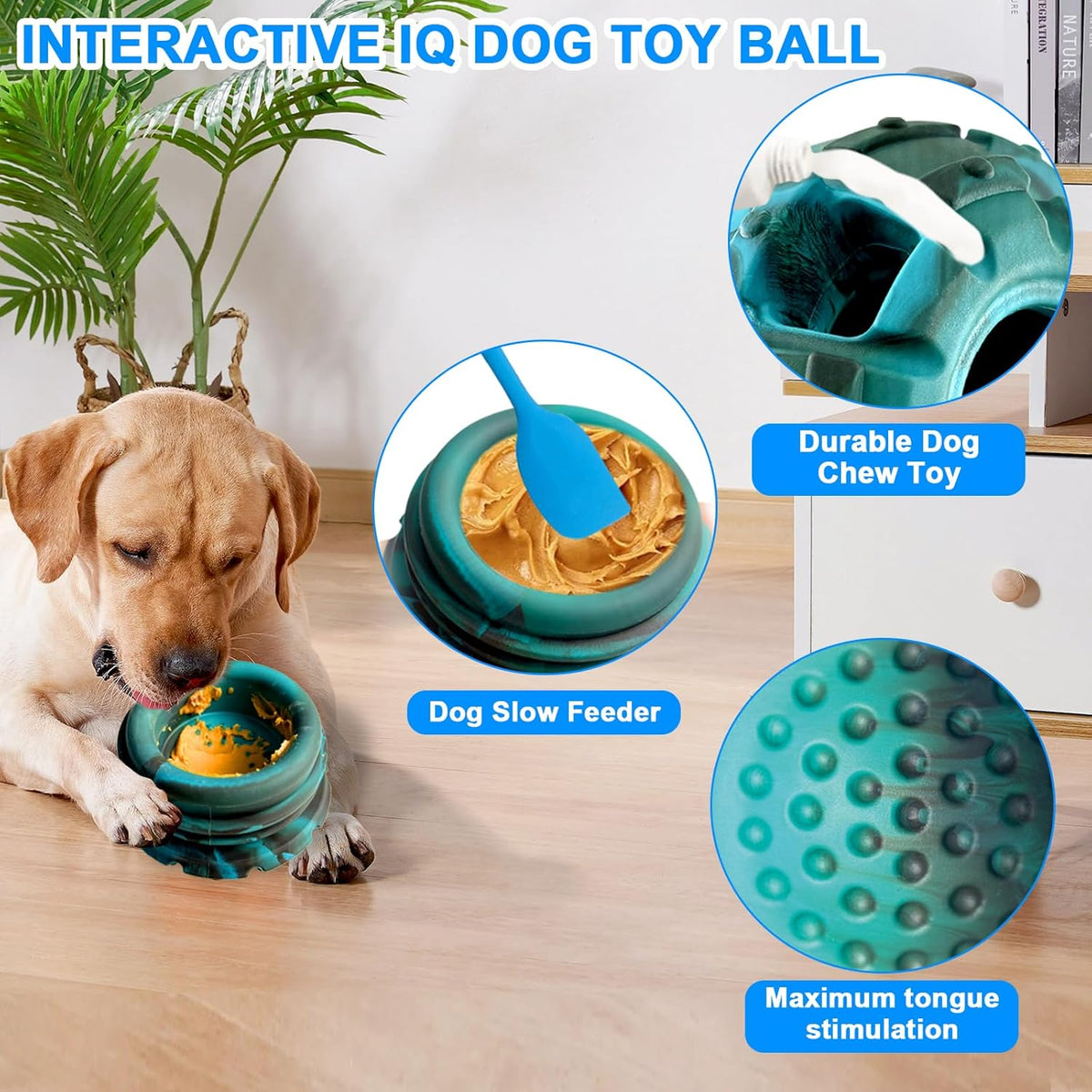 Yipetor Frozen Treat Dispensing Dog Toy - Large Chew Toy, Freezable Fillable Rubber, Reduces